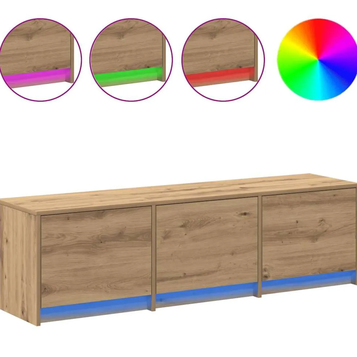 Mueble de TV Alberta 3 cajones + LED natural 40x140x34 cm