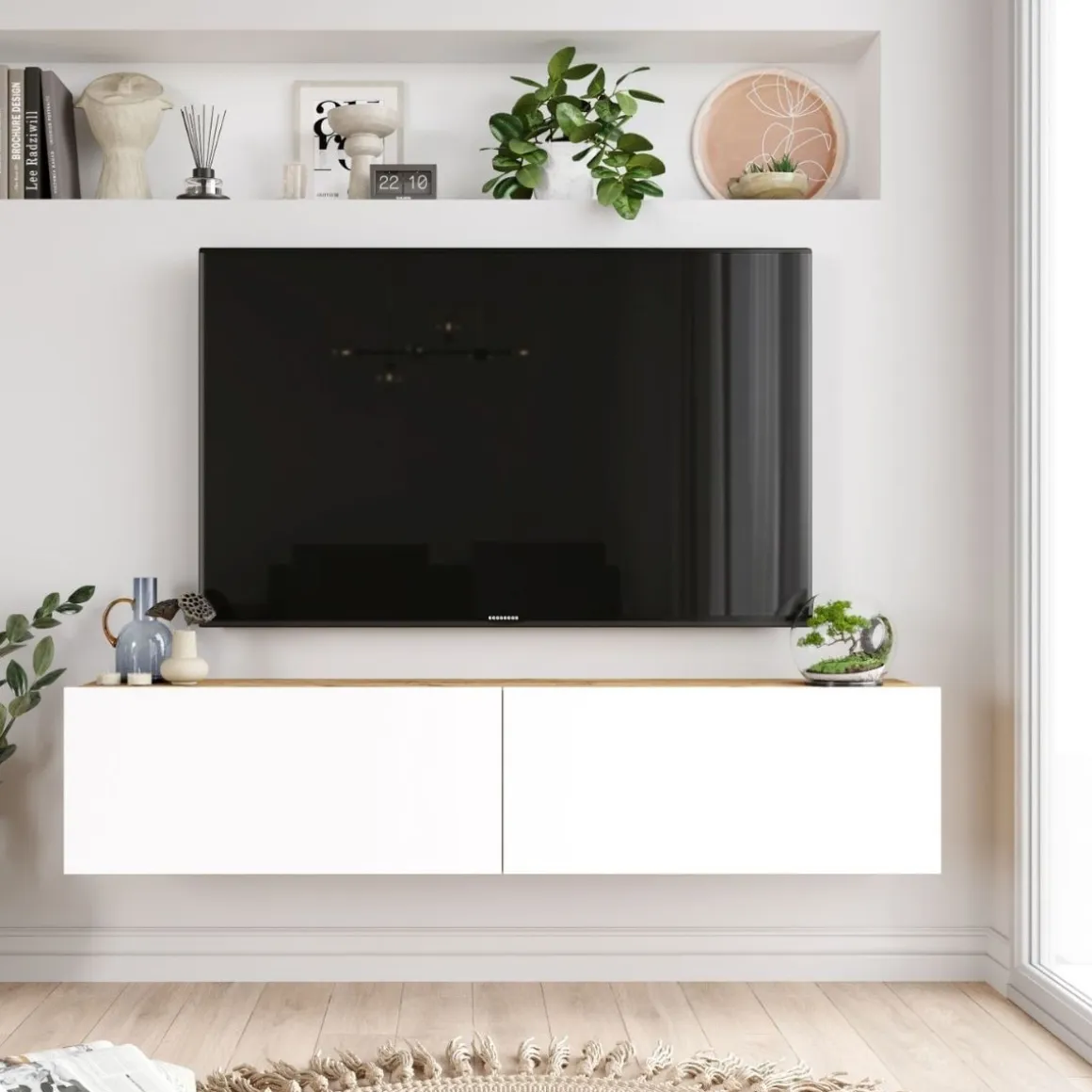 Mueble de TV Apia 2 puertas abatibles diseño flotante 29,1x140x31,6 cm