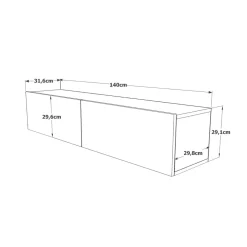 Mueble de TV Apia 2 puertas abatibles diseño flotante 29,1x140x31,6 cm
