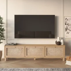 Mueble de TV Aralia 3 puertas abatibles natural 45,6x180x32 cm