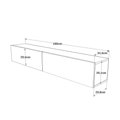 Mueble de TV Arco 2 puertas diseño flotante blanco 29,6x180x31,6 cm