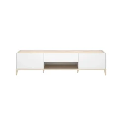 Mueble de TV Bari 2 puertas con cajón y compartimento blanco/natural 50,1x196,5x39,2 cm
