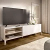 Mueble de TV Bari puerta abatible con 2 compartimentos blanco/natural 47,1x155,3x42,5 cm