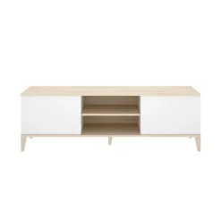 Mueble de TV Boston 2 puertas con 2 compartimentos blanco/natural 48,1x150x40 cm