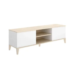 Mueble de TV Boston 2 puertas con 2 compartimentos blanco/natural 48,1x150x40 cm