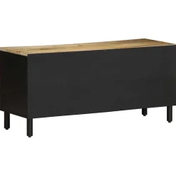 Mueble de TV Chalca 5 compartimentos + 2 cajones negro/natural 46x100x33,5 cm