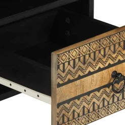 Mueble de TV Chalca 5 compartimentos + 2 cajones negro/natural 46x100x33,5 cm