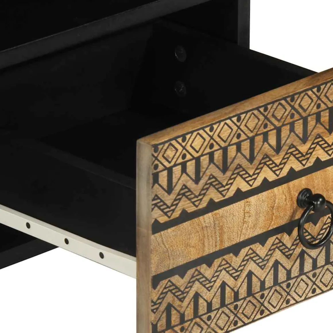 Mueble de TV Chalca 5 compartimentos + 2 cajones negro/natural 46x100x33,5 cm