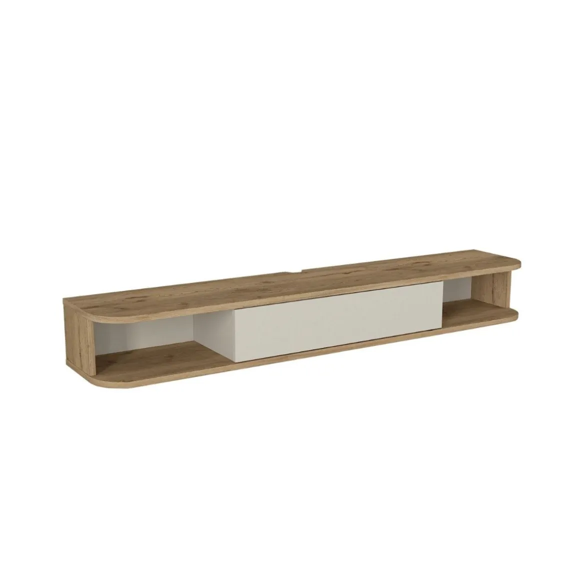Mueble de TV Cross 1 puerta + 2 compartimentos abiertos natural/blanco 19,2x150x29,6 cm