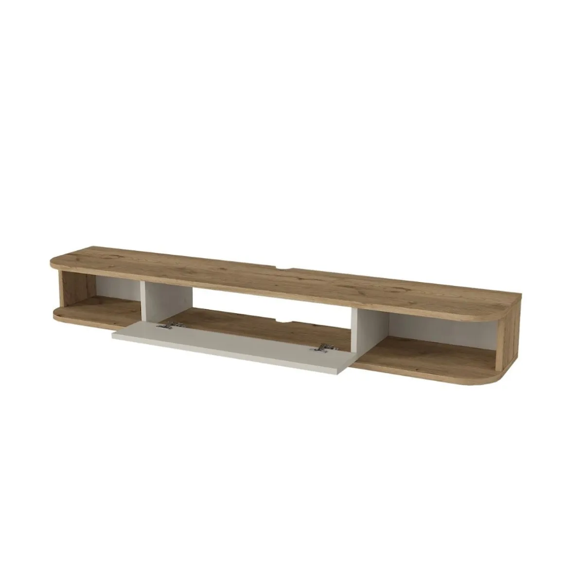 Mueble de TV Cross 1 puerta + 2 compartimentos abiertos natural/blanco 19,2x150x29,6 cm