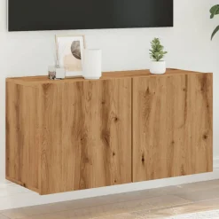 Mueble de TV Eglon 2 puertas roble claro 41x80x30 cm