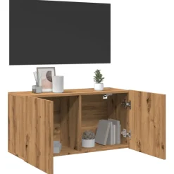 Mueble de TV Eglon 2 puertas roble claro 41x80x30 cm