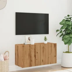 Mueble de TV Eglon 2 puertas roble claro 41x80x30 cm