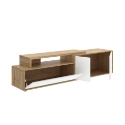Mueble de TV Elsa puerta abatible con compartimento blanco/natural 46,9x185x40,2 cm