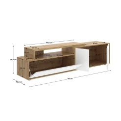 Mueble de TV Elsa puerta abatible con compartimento blanco/natural 46,9x185x40,2 cm