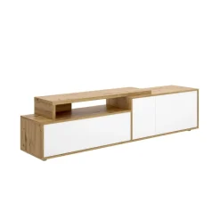 Mueble de TV Elsa puerta abatible con compartimento blanco/natural 46,9x185x40,2 cm