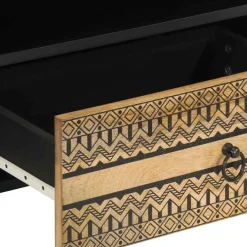 Mueble de TV Etniko 3 compartimentos + 1 cajón negro/natural 46x80x33,5 cm