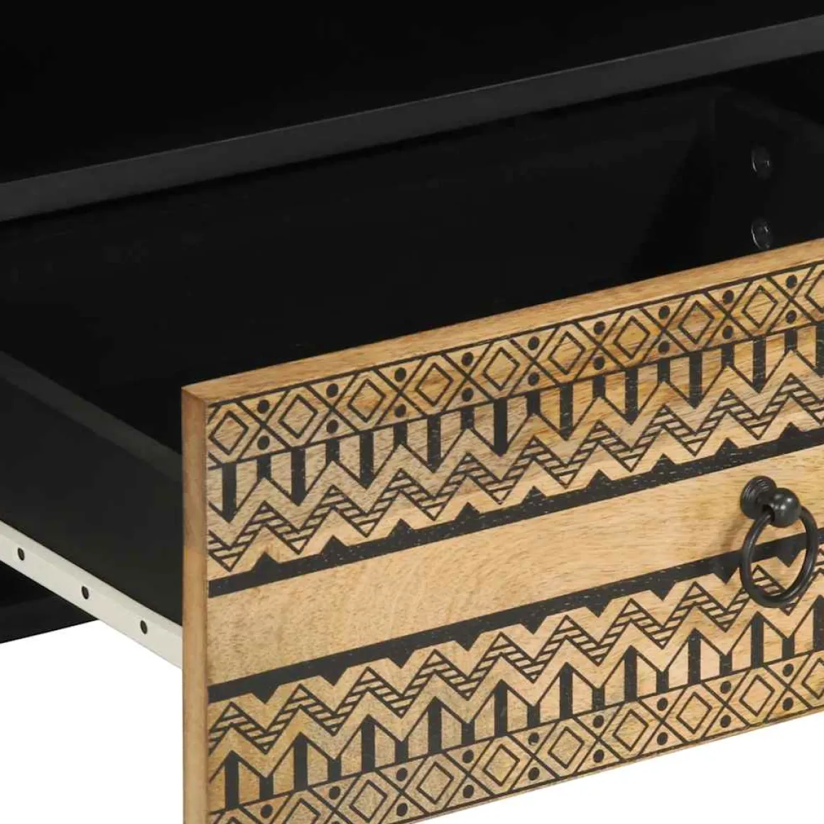 Mueble de TV Etniko 3 compartimentos + 1 cajón negro/natural 46x80x33,5 cm