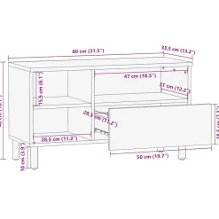 Mueble de TV Etniko 3 compartimentos + 1 cajón negro/natural 46x80x33,5 cm