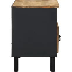 Mueble de TV Etniko 3 compartimentos + 1 cajón negro/natural 46x80x33,5 cm