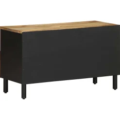 Mueble de TV Etniko 3 compartimentos + 1 cajón negro/natural 46x80x33,5 cm