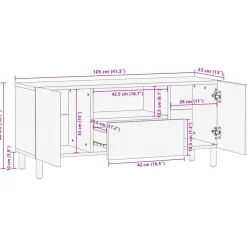 Mueble de TV Florencia 1 compartimento + 2 armarios + 1 cajón negro 46x105x33 cm
