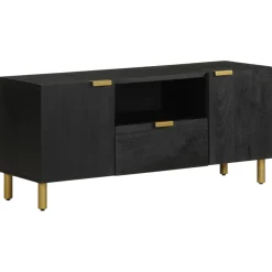 Mueble de TV Florencia 1 compartimento + 2 armarios + 1 cajón negro 46x105x33 cm