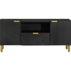 Mueble de TV Florencia 1 compartimento + 2 armarios + 1 cajón negro 46x105x33 cm
