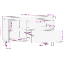Mueble de TV Grillo 3 compartimentos + cajón negro 46x80x33 cm
