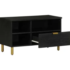 Mueble de TV Grillo 3 compartimentos + cajón negro 46x80x33 cm