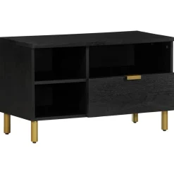 Mueble de TV Grillo 3 compartimentos + cajón negro 46x80x33 cm