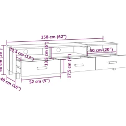 Mueble de TV Hamar 3 cajones + 3 compartimentos madera 40x158x40 cm