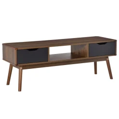 Mueble de TV Isseo Homcom 2 cajones + compartimentos abierto marrón/negro 46x122x39 cm