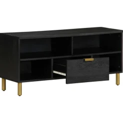 Mueble de TV Jiya 1 cajón + 4 compartimentos negro 46x100x33 cm