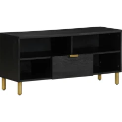 Mueble de TV Jiya 1 cajón + 4 compartimentos negro 46x100x33 cm