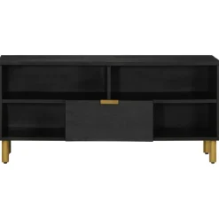 Mueble de TV Jiya 1 cajón + 4 compartimentos negro 46x100x33 cm