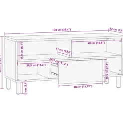 Mueble de TV Jiya 1 cajón + 4 compartimentos negro 46x100x33 cm