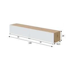 Mueble de TV Kaway dos puertas abatibles blanco/natural 28x180x34,5 cm