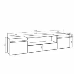 Mueble de TV Kroma 3 puertas con estante centro 45x203x34,6 cm