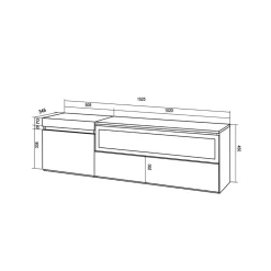 Mueble de TV Kroma 2 puertas con chimenea derecha 45x152,5x34,6 cm