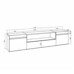 Mueble de TV Kroma 3 puertas diseño flotante 45x203x35 cm