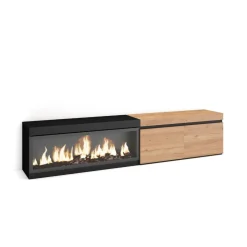 Mueble de TV Kroma armario doble con chimenea izquierda 45x208,2x34,6 cm
