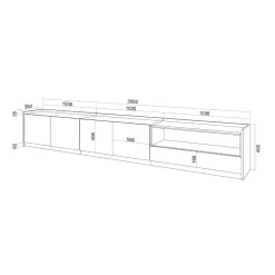 Mueble de TV Kroma Basik Line 5 puertas con estante derecha 49,5x309,2x35 cm