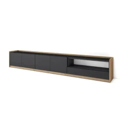 Mueble de TV Kroma Basik Line 5 puertas con estante derecha 49,5x309,2x35 cm