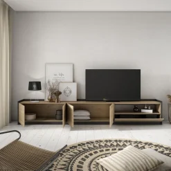 Mueble de TV Kroma Basik Line 5 puertas con estante derecha 49,5x309,2x35 cm