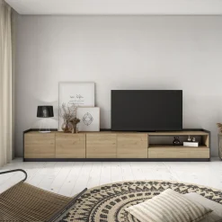 Mueble de TV Kroma Basik Line 5 puertas con estante derecha 49,5x309,2x35 cm