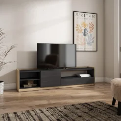 Mueble de TV Kroma con dos puertas y compartimento a la derecha 49,5x207,2x35 cm