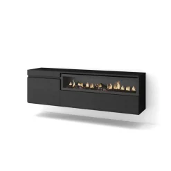 Mueble de TV Kroma diseño flotante con chimenea derecha 45x152,5x34,6 cm