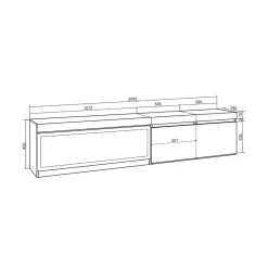 Mueble de TV Kroma diseño flotante dos puertas chimenea izquierda 45x208,2x34,6 cm