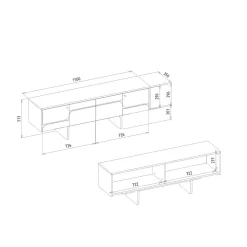 Mueble de TV Lava con puerta abatible antracita/natural 51,3x150x35 cm
